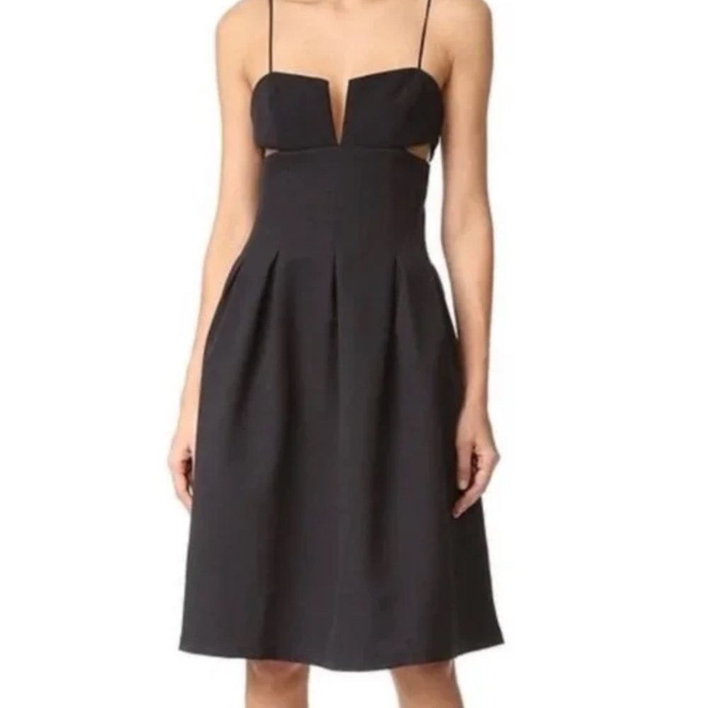 Kendall + Kylie Cutout Black Spaghetti Strap Midi Dress Medium